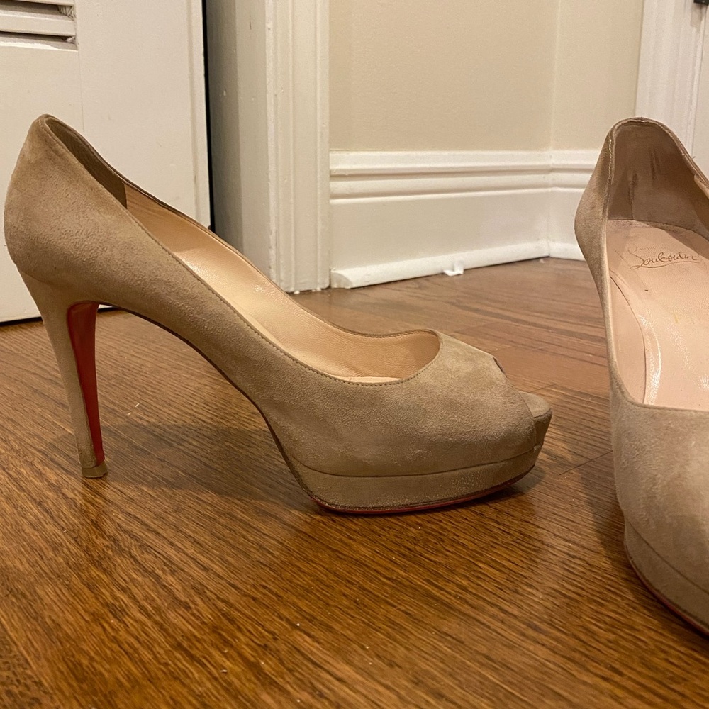 Christian Louboutin Nude Peep Toe Heels size 38